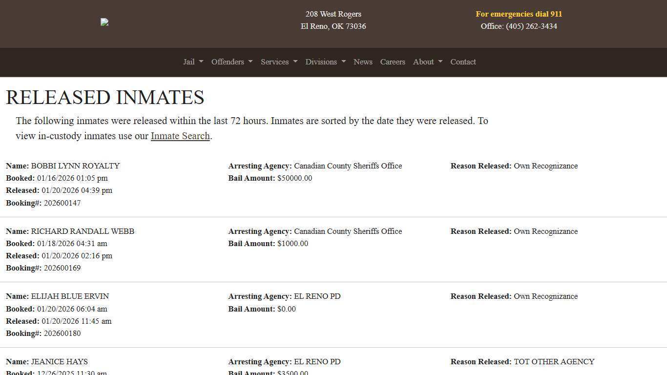 Released | Canadian County Sheriff's Office