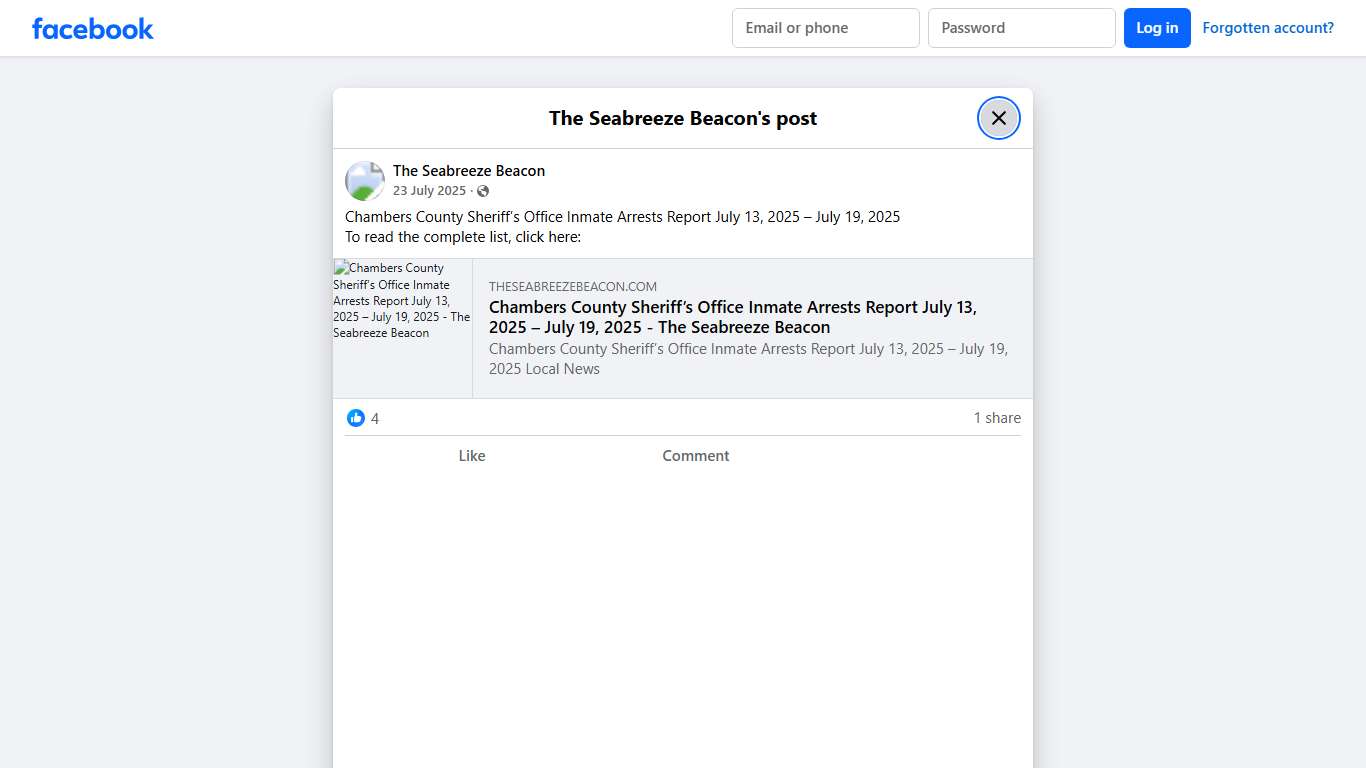 Chambers County Sheriff’s Office... - The Seabreeze Beacon | Facebook